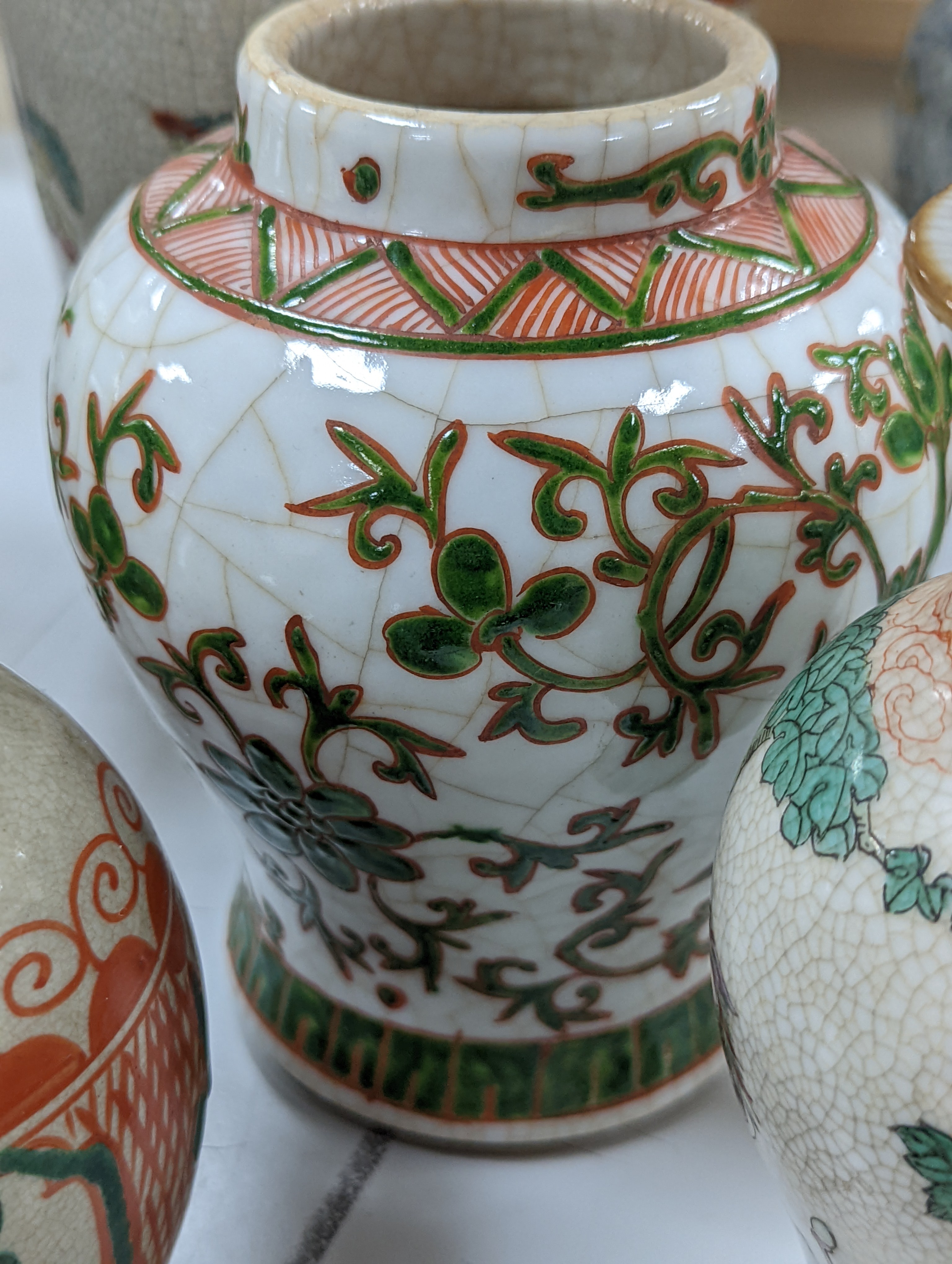 A group of 19th/20th century Chinese crackle glaze vases, tallest 30 cms high.